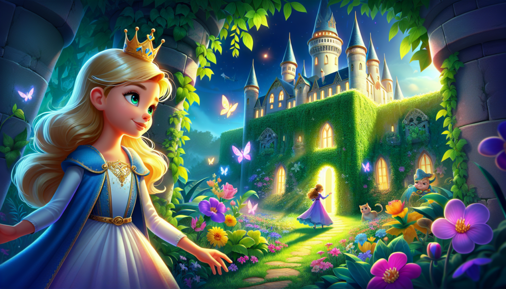 A scene from the AI generated story Princess Lilly and the Secret of the Whispering Castle