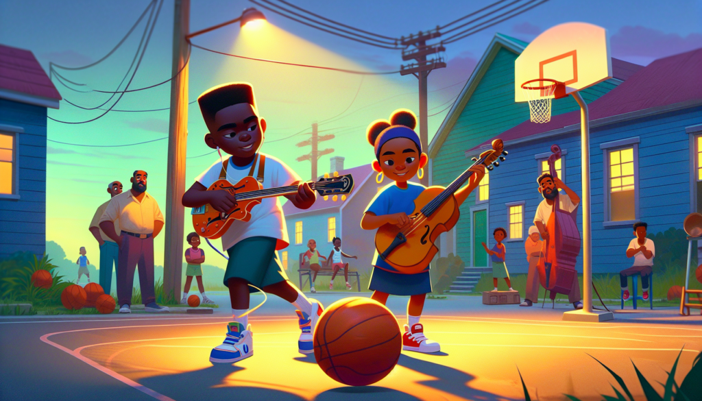 A scene from the AI generated story The Melody of Basketball