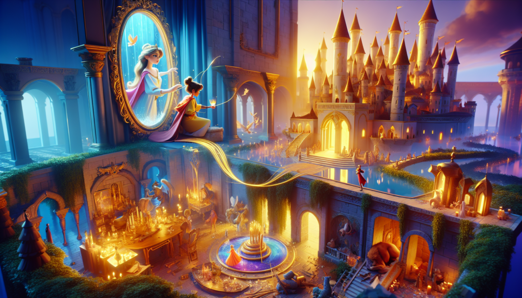 A scene from the AI generated story Princess Penelope and the Magic Mirror