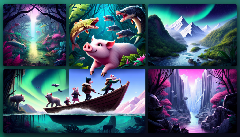 A scene from the AI generated story Pig 1 and the Journey to Hope