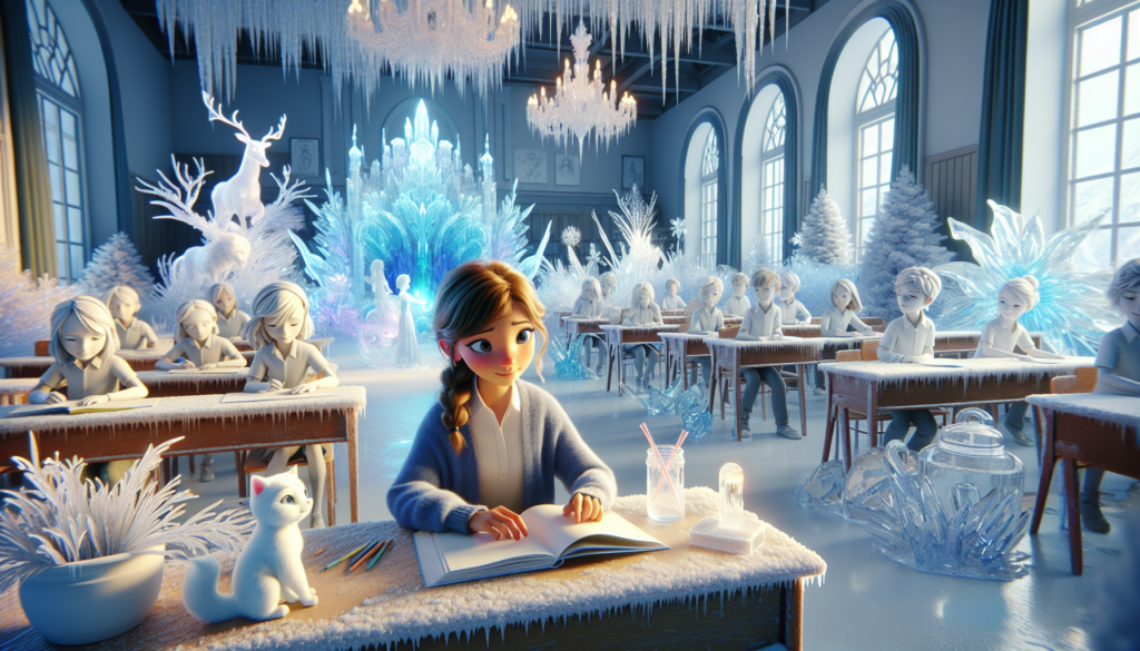 A scene from the AI generated story The Frozen Classroom